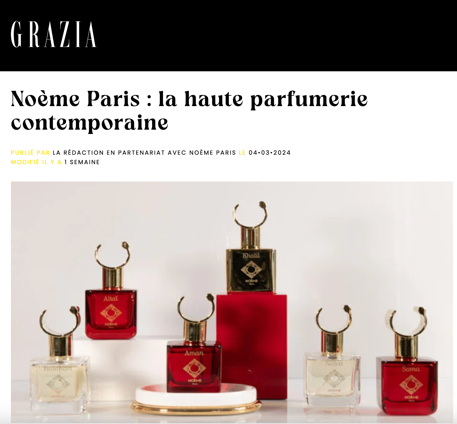Article Grazia avec Noème Paris